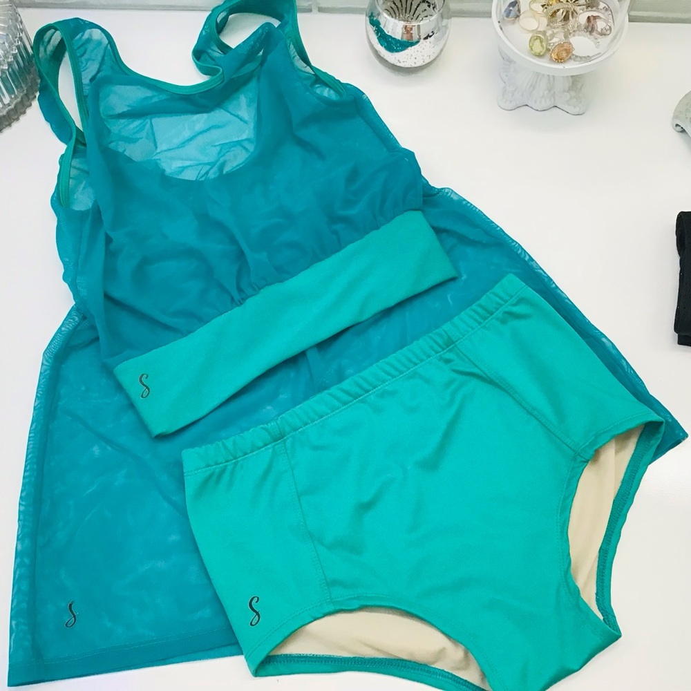 Soel Dancewear Sheer Teal 3Pc Set Sz S